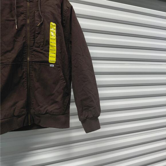 Lee Workwear Bomber Jacket Mens Medium Brown Sherpa Lined Hooded Coat Outdoor - Picture 5 of 14